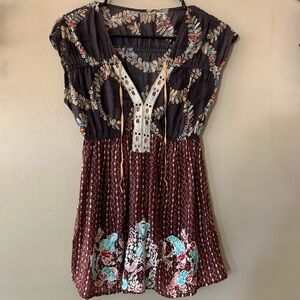 Free People Lightweight Floral/Mixed Print Sleeveless Boho Top Size XS